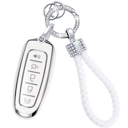 for Ford Key Fob Cover with Keychain Lanyard Compatible with Edge Focus Flex Explorer Taurus Lincoln MKS MKT MKX 5 Buttons Soft TPU Keys Shells