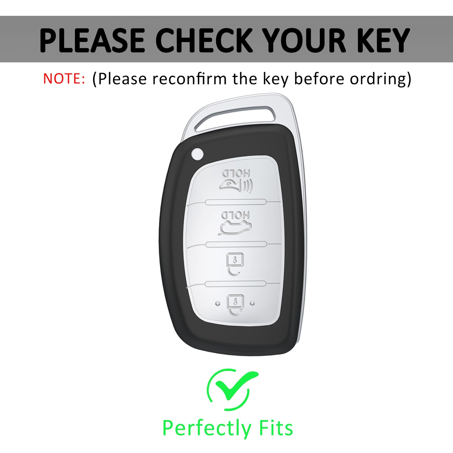 Liquid Silver Key Fob Cover for Hyundai