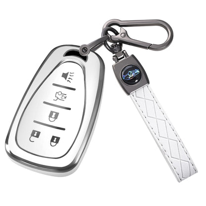 Silver Edge Car Key Case with Leather Key Chain for Chevy B