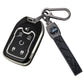 Silver Edge Car Key Case with Leather Key Chain for GMC