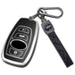 Silver Edge Car Key Case with Leather Key Chain for Subaru