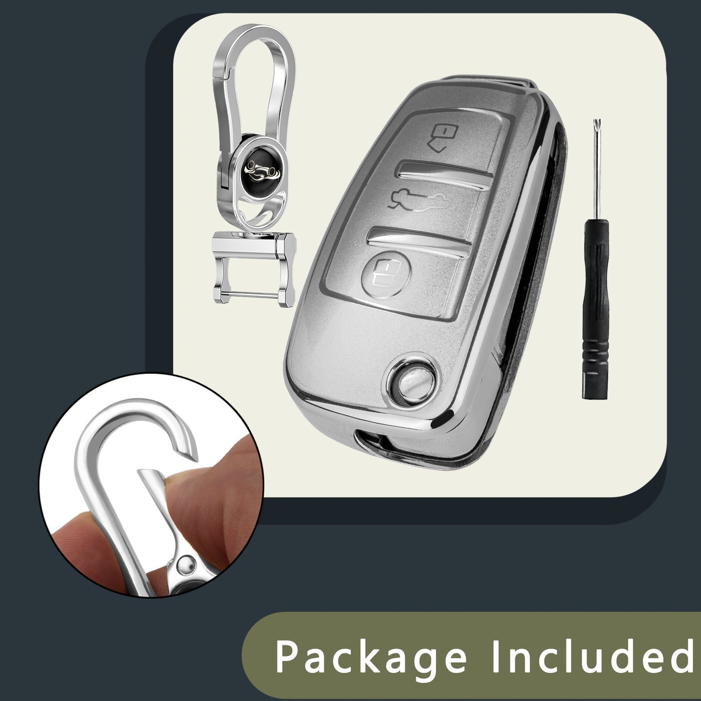 Liquid Silver Key Fob Cover for VM B