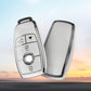 Silver White Key Fob Cover Car Key Case Shell with Keychain fit Mercedes Benz E S A C G Class