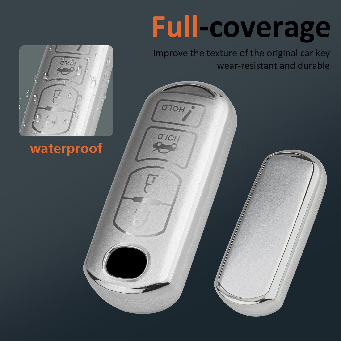 Liquid Silver Key Fob Cover for Mazda