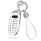 Silver White Key Fob Cover  For Audi A S RS Q Series with Gold Keychain