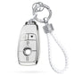 Silver White Key Fob Cover Car Key Case Shell with Keychain fit Mercedes Benz E S A C G Class