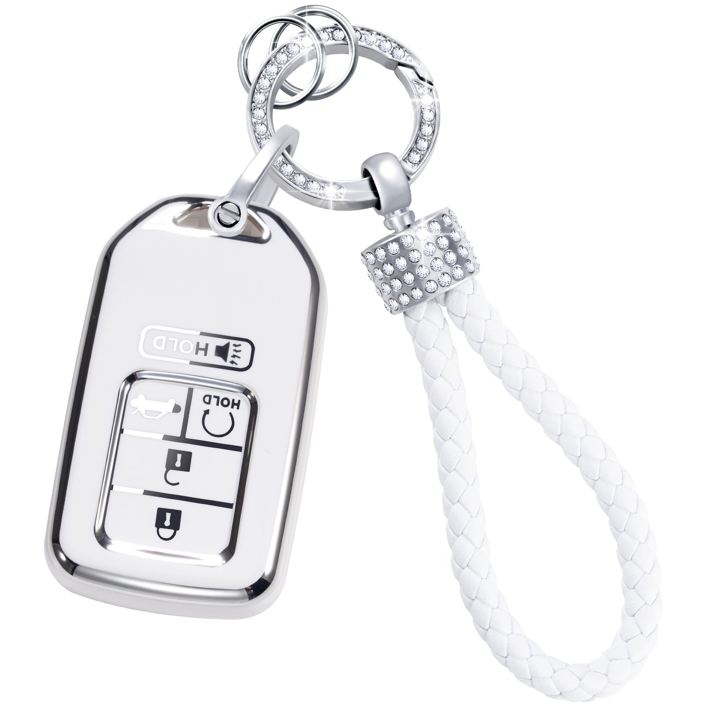 Key Fob Cover for Honda with Keychain Lanyard Compatible with Accord Civic CR-V Insight Passport Pilot Smart 5 Buttons Remote Keyless