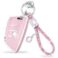 Pink Silver Car Key Cover with Pink Diamond Keychain