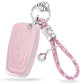 Pink Silver Car Key Cover with Pink Diamond Keychain