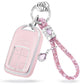 Pink Silver Car Key Cover with Pink Diamond Keychain