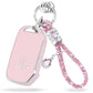 Pink Silver Car Key Cover with Pink Diamond Keychain