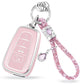 Pink Silver Car Key Cover with Pink Diamond Keychain