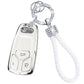 White Silver Key Fob Cover for Audi A4 Q7 Q5 TT A3 A6 SQ5 R8 S5 with Keychain