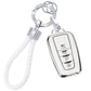 Silver White Key Fob Cover Car Key Case Shell with Gold Keychain fit Highlander RAV 4 Camry C-HR Corolla Avalon Prius GT 86