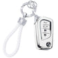 Silver White Key Fob Cover for Toyota with Gold Keychain Key Shell fit Camry RAV4 Corolla