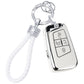 Silver White Key Fob Cover Car Key Case Shell with Keychain for VW Tiguan Atlas Jetta Passat Golf