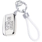 Silver White Key Fob Cover Case Shell with Keychain fit Range Rover Evoque Velar Sport Discovery Freelander2 LR4 Land Rover Sport