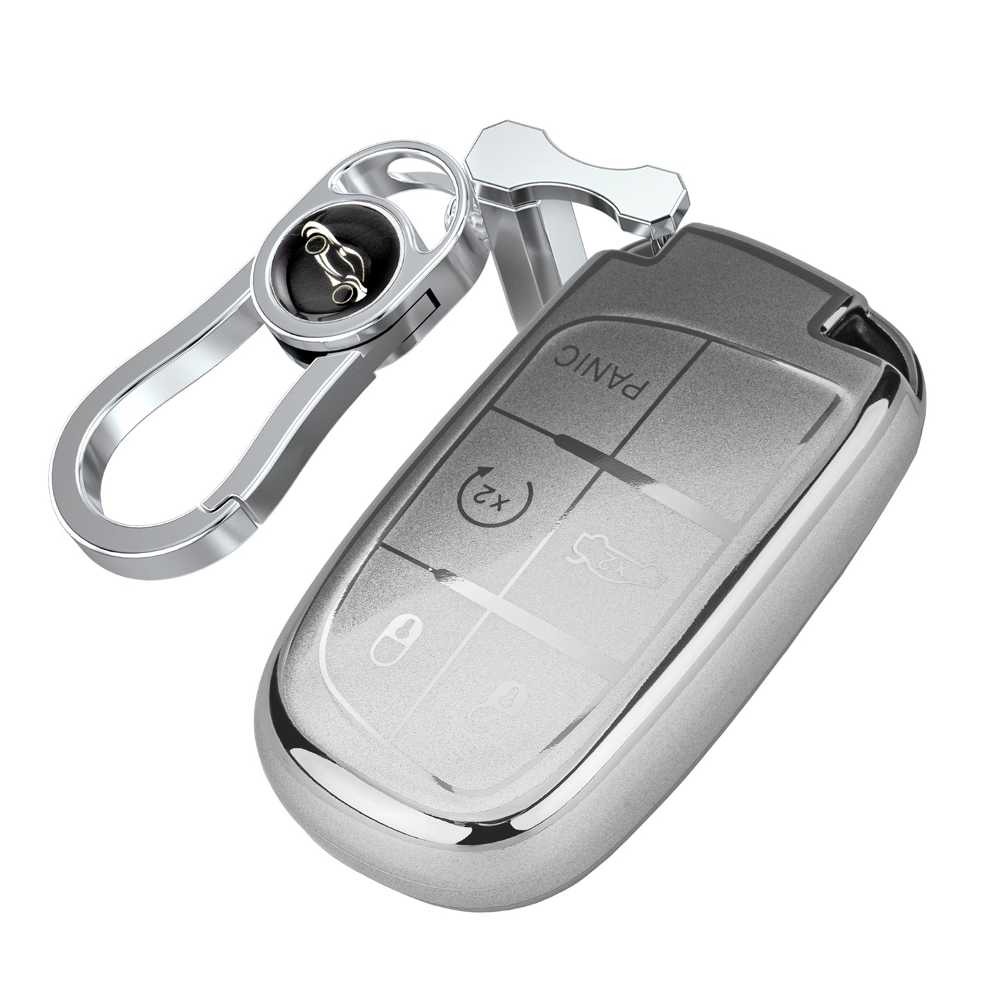 Liquid Silver Key Fob Cover for Jeep