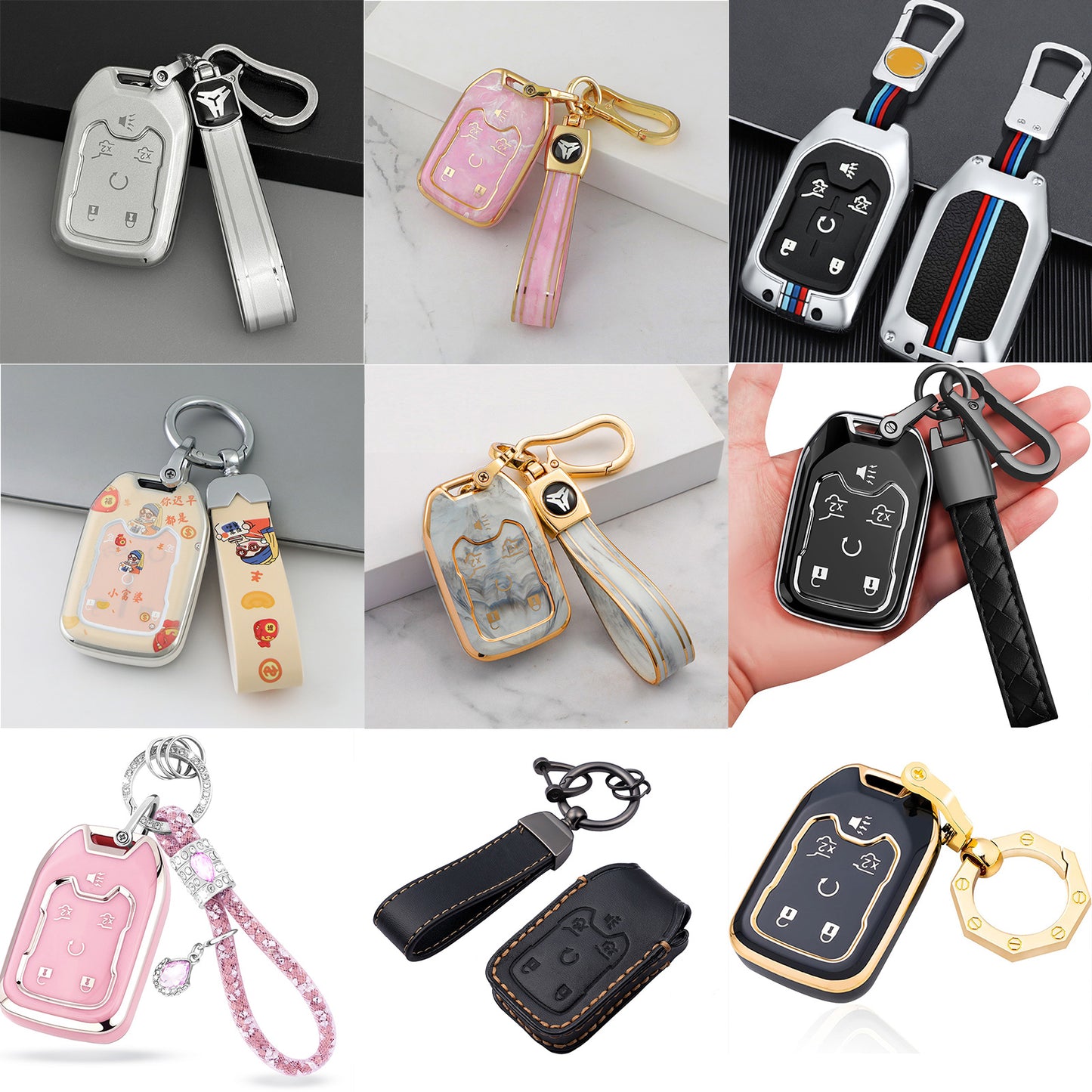 GMC Key Fob Cover Car Key Case Shell with Fashion Keychain