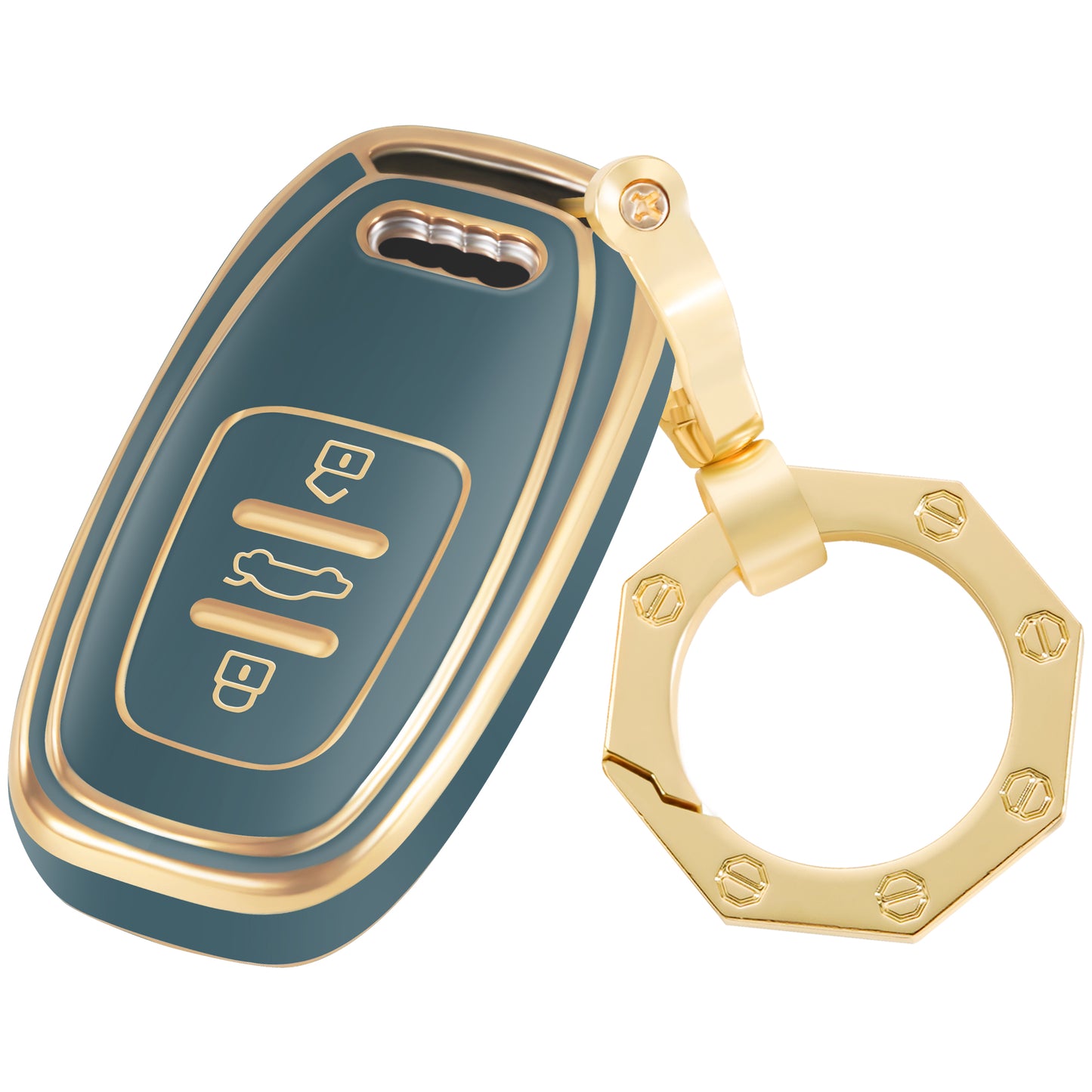 Key Fob Cover  For Audi A S RS Q Series with Gold Keychain