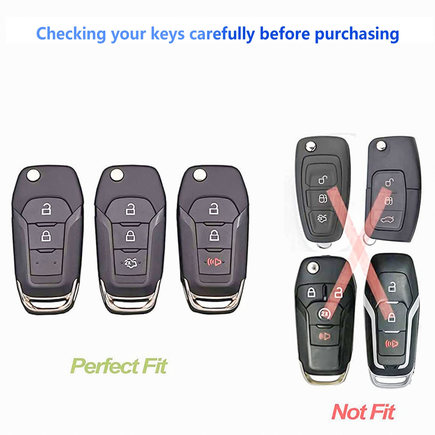 For Ford Key Fob Cover Case Shell with Gold Key chain fit Ford F150 F250 Focus Escort Fusion Ranger