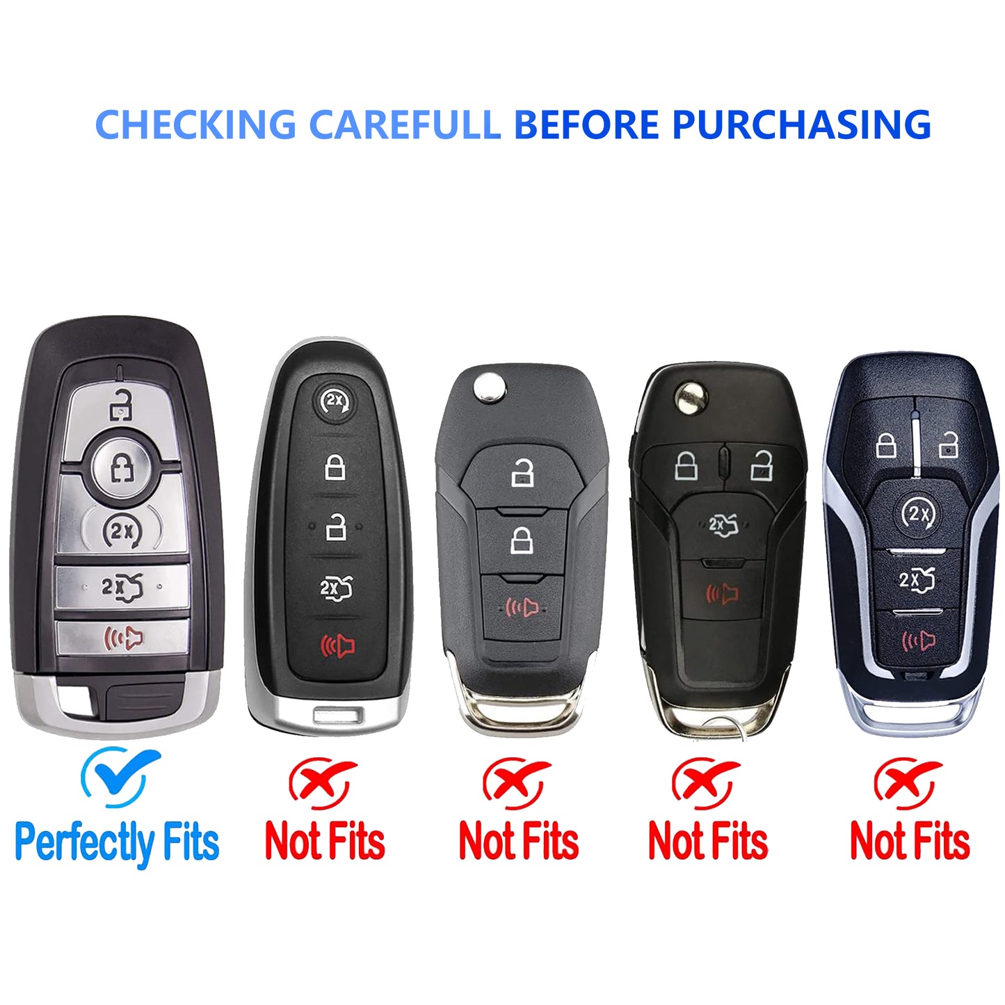 for Ford Key Fob Cover Car Key Case Shell with Gold Keychain fit Ford Fusion F150 F250 F350 F450 F550 Edge Explorer