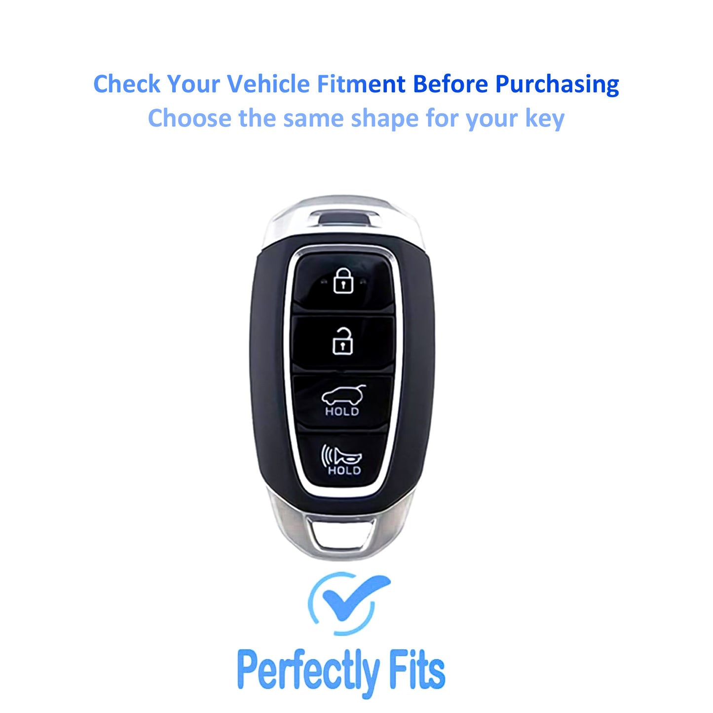 for Hyundai Key Shell, Key Fob Cover Case with Gold Keychain fit Hyundai Fe Palisade Kona Elantra GT Veloster Silicone