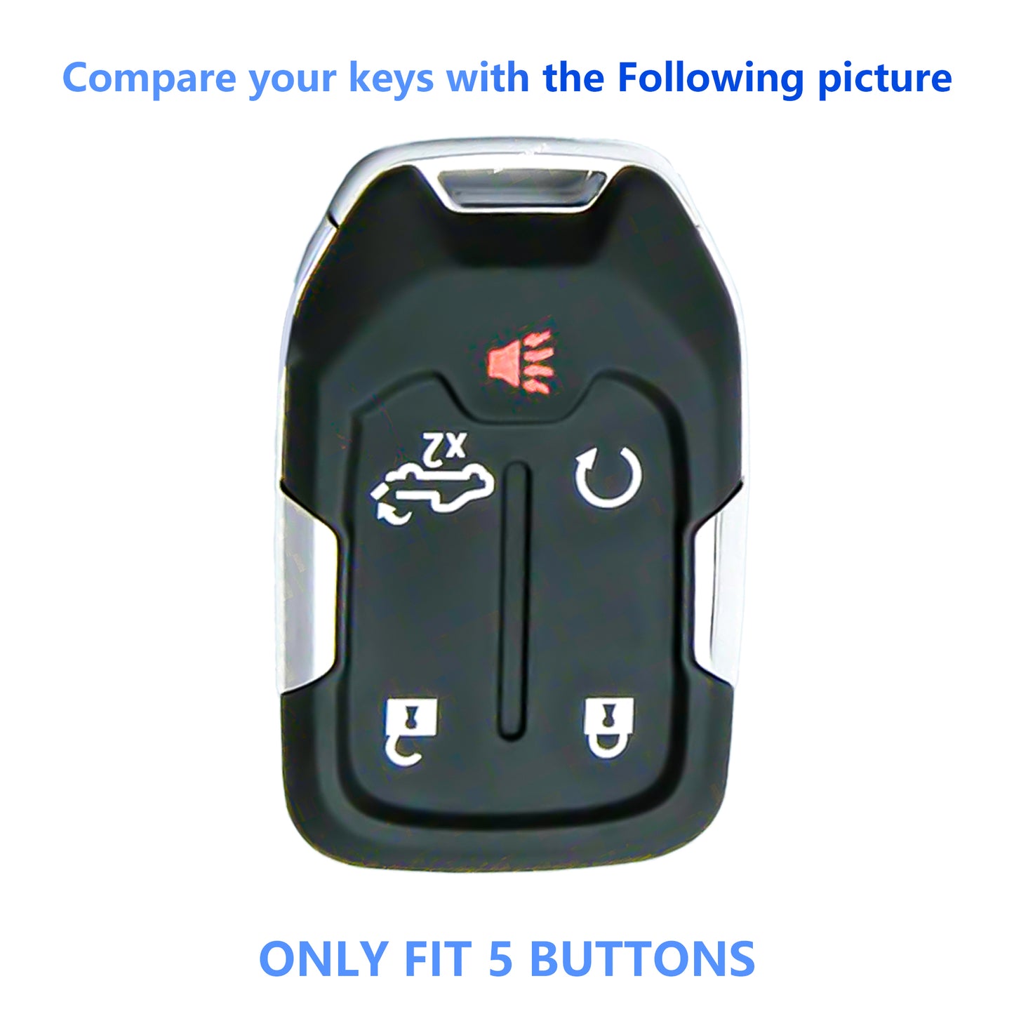 for GMC Key Fob Cover Car Key Case Shell with Fashion Keychain fit Acadia Terrain Yukon Chevrolet Chevy Suburban Tahoe