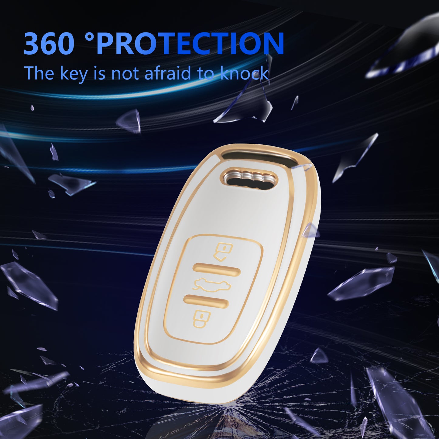 Key Fob Cover  For Audi A S RS Q Series with Gold Keychain