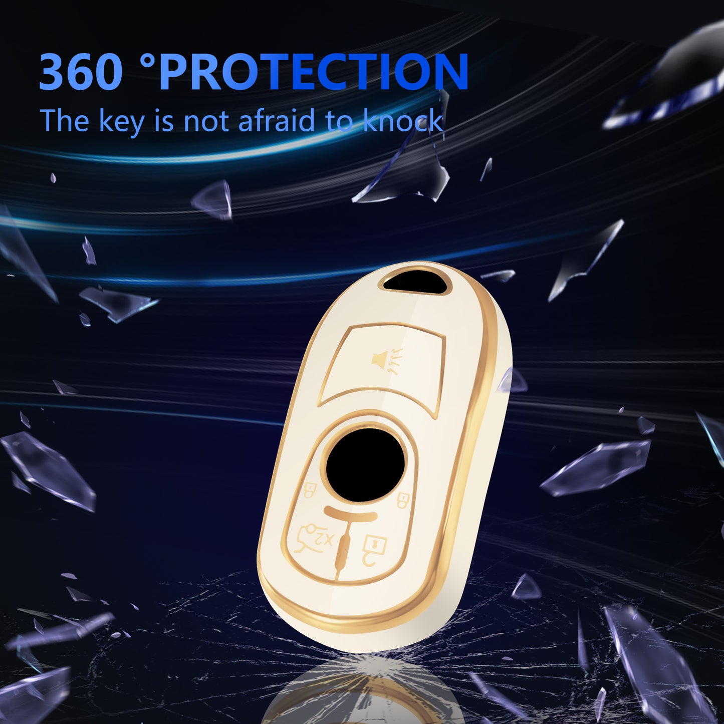 for Buick Key Fob Cover Case Shell with Gold Keychain fit Buick Enclave Lacrosse Verano Encore Regal Envision Cascada GL8