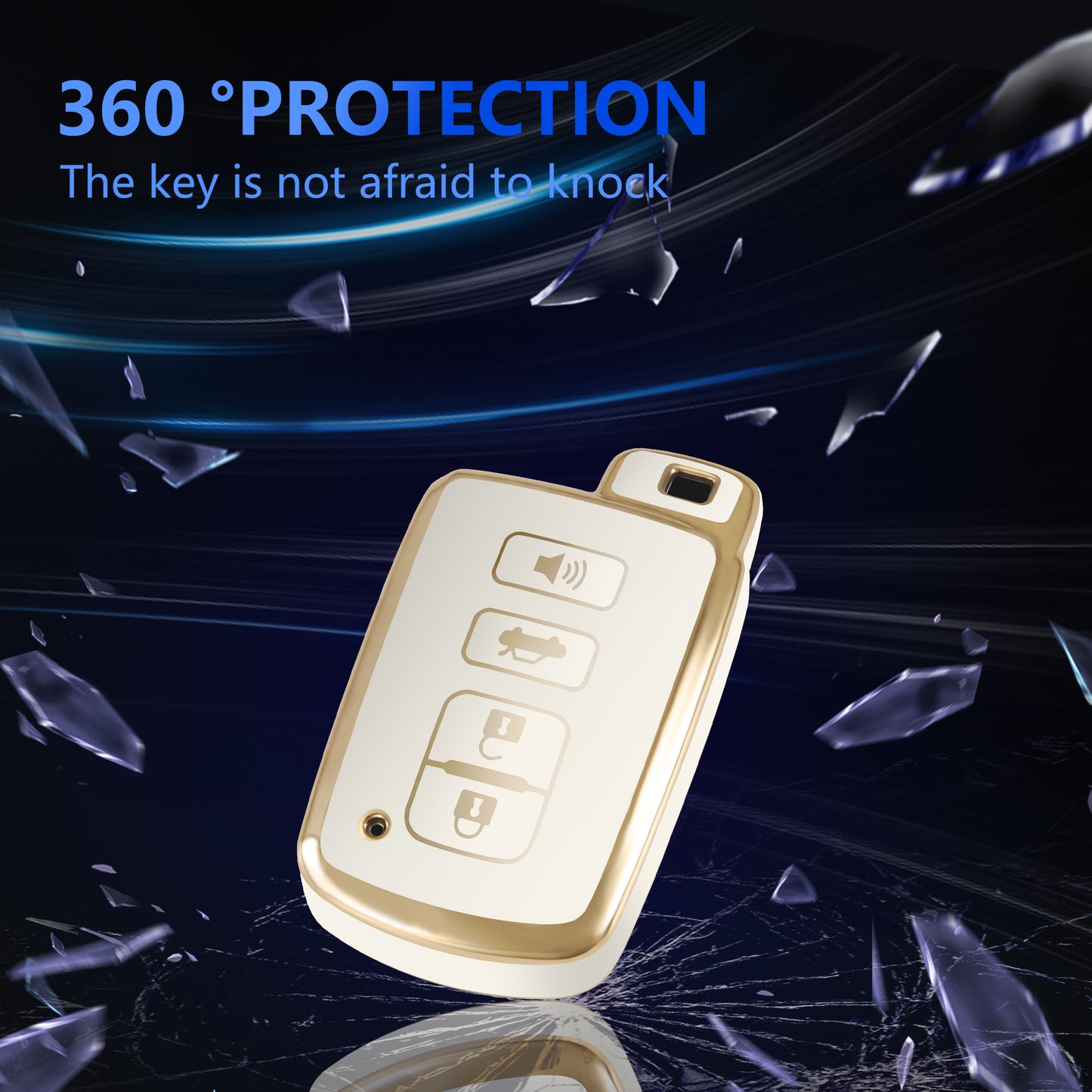 for Toyota Key Fob Cover Car Key Case Shell with Gold Keychain fit Sequoia Tundra Tacoma 4Runner Land Cruise Camry Avalon