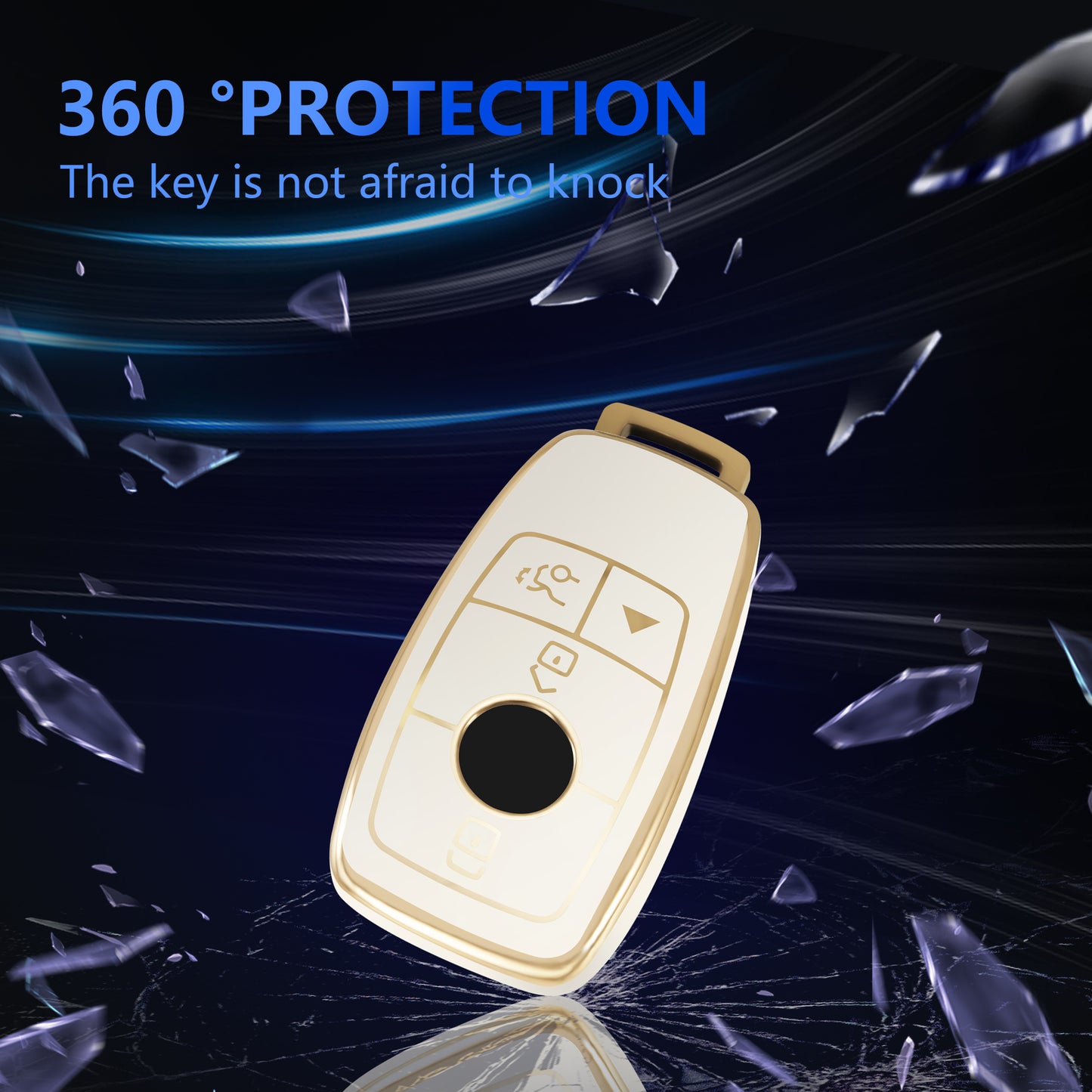 for Mercedes Benz Key Fob Cover Car Key Case Shell with Gold Keychain fit Mercedes Benz E S A C G Class