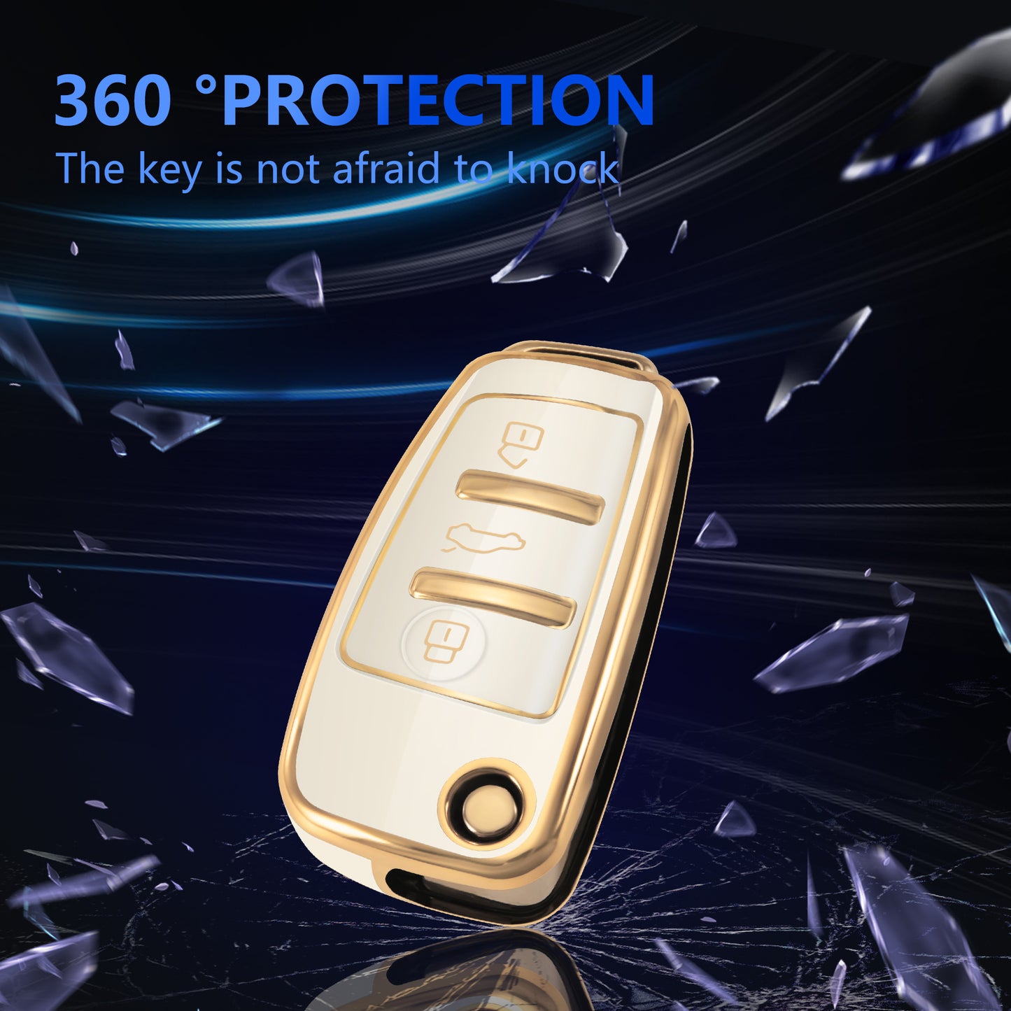 Key Fob Cover for Audi A1 A3 A6 Q2 Q3 Q7 TT TTS R8 S3 S6 RS3 with Gold Keychain