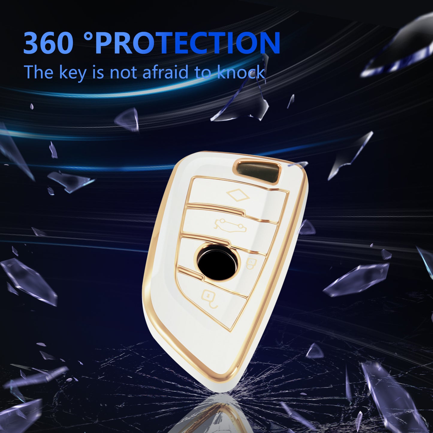 Key Fob Cover for BMW X1 X2 X3 X5 X6 X7 and Series 1 2 3 4 5 6 7 8 with Gold Chain