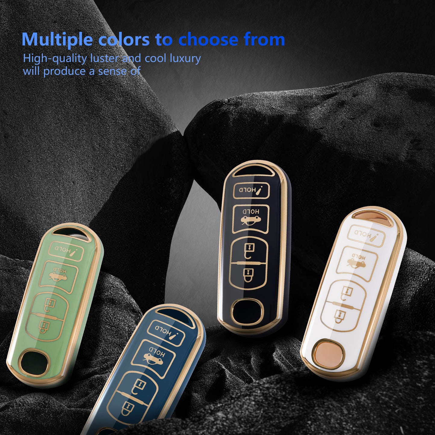 For Mazda Key Fob Cover Car Key Case Shell with Gold Keychain fit Mazda 3 6 8 Miata MX-5 CX-3 CX-5 CX-7 CX-9