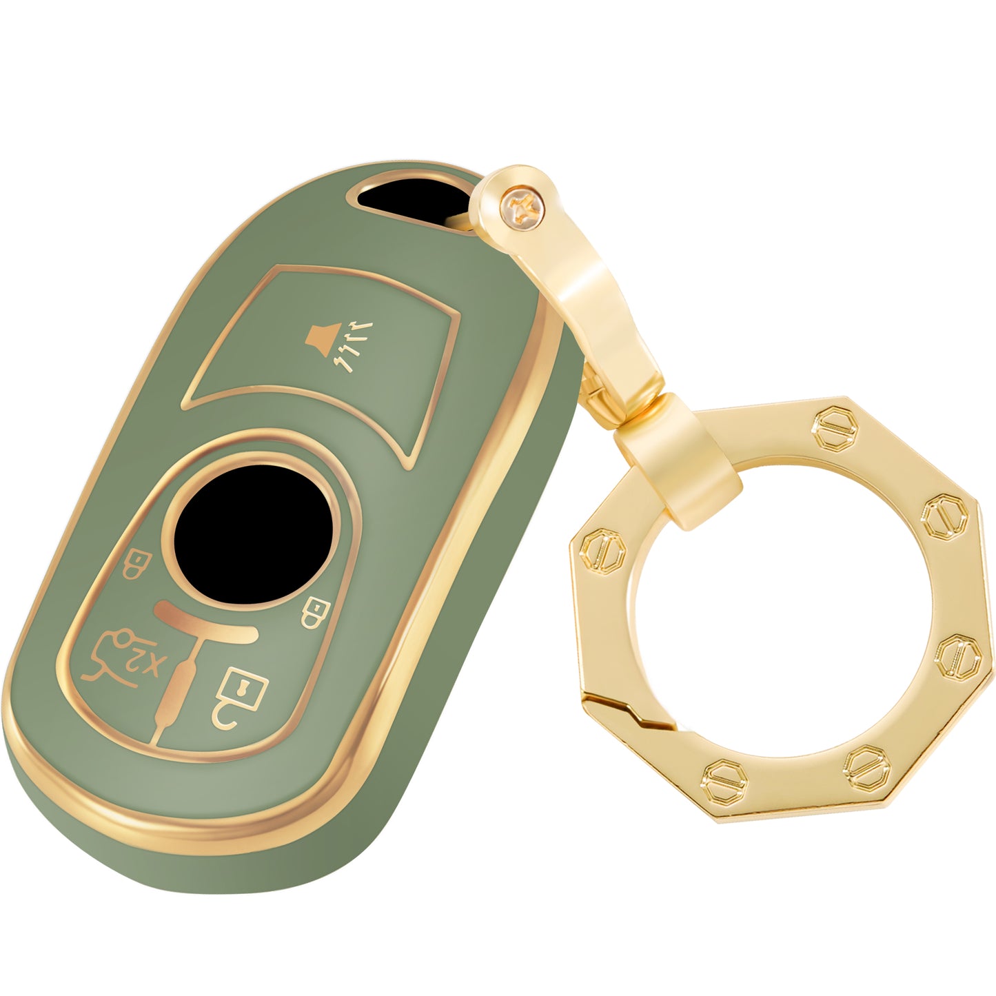 for Buick Key Fob Cover Case Shell with Gold Keychain fit Buick Enclave Lacrosse Verano Encore Regal Envision Cascada GL8