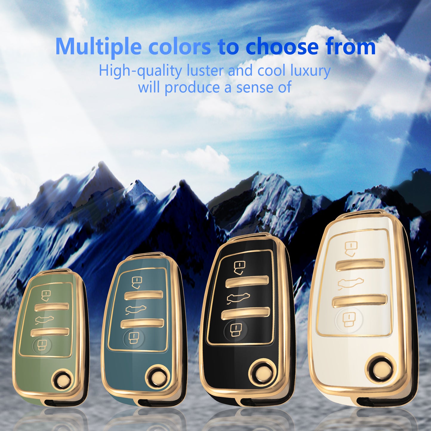 Key Fob Cover for Audi A1 A3 A6 Q2 Q3 Q7 TT TTS R8 S3 S6 RS3 with Gold Keychain