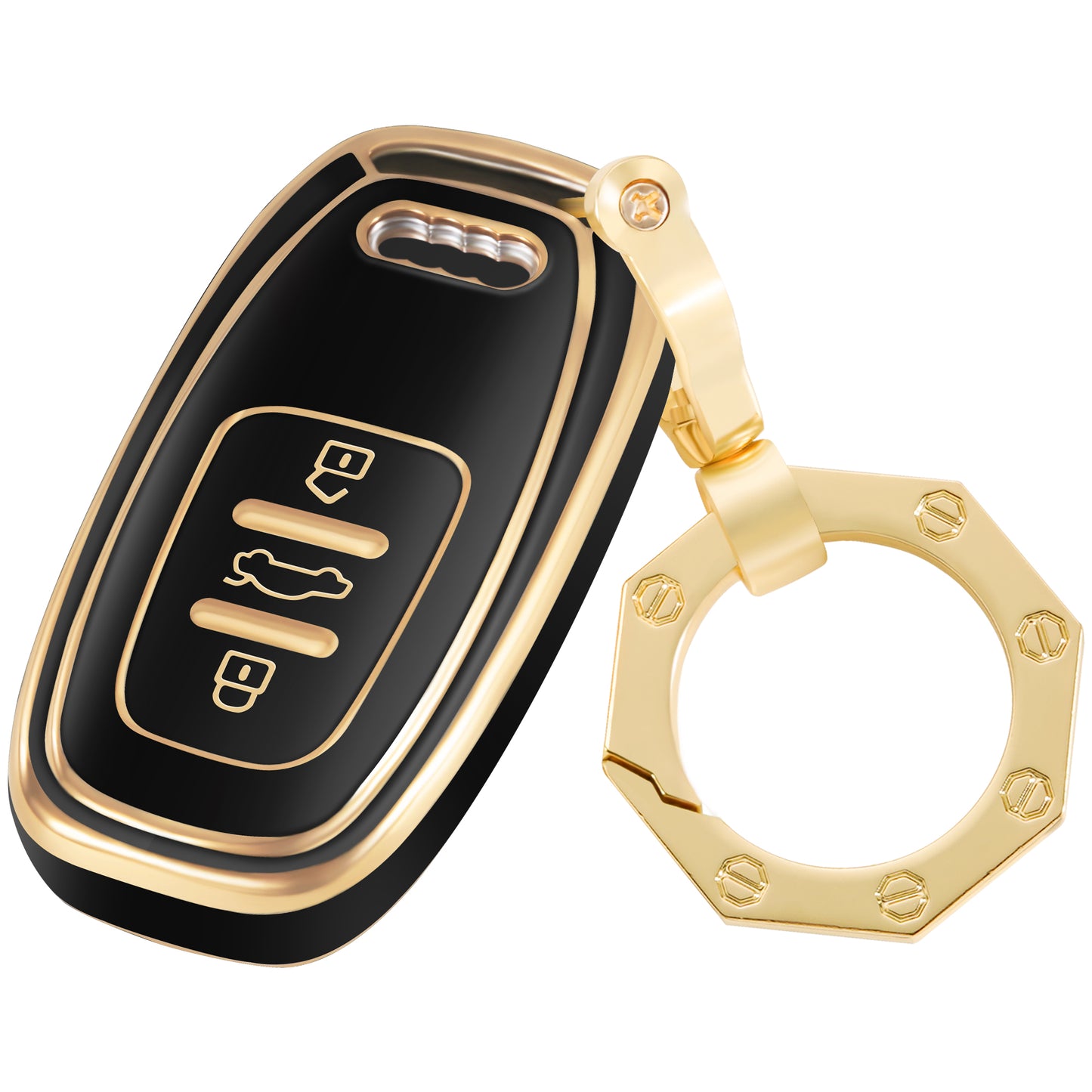 Key Fob Cover  For Audi A S RS Q Series with Gold Keychain