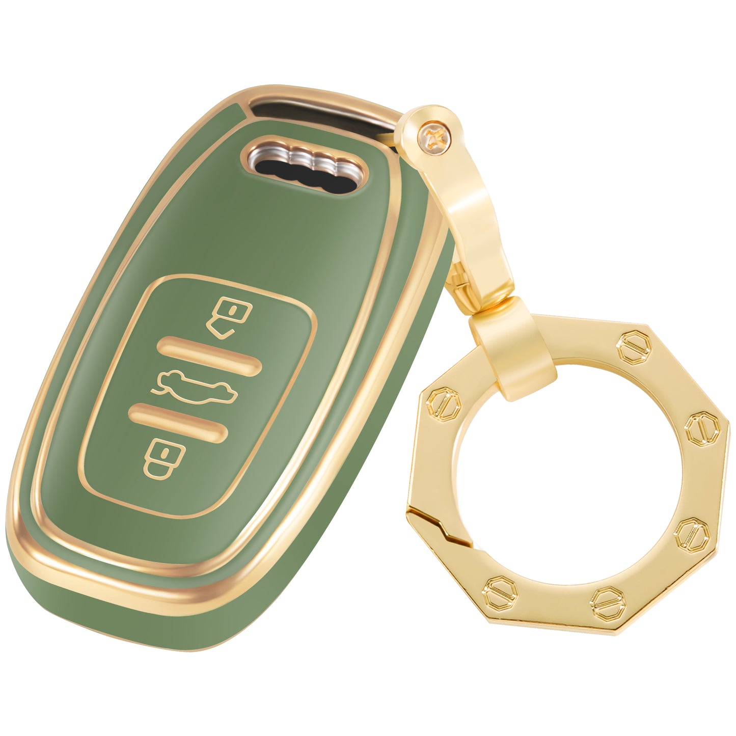 Key Fob Cover  For Audi A S RS Q Series with Gold Keychain