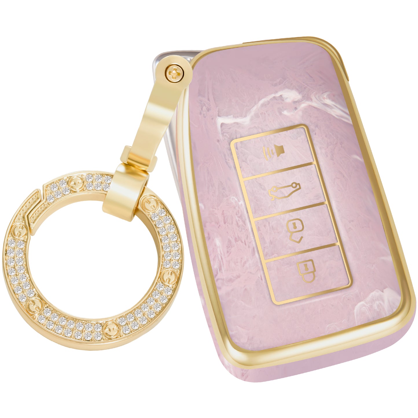 Key Fob Cover for Lexus ES LS UX LC GS NX RX GX RC, Fashion Key Shell with Diamond Gold Keychain