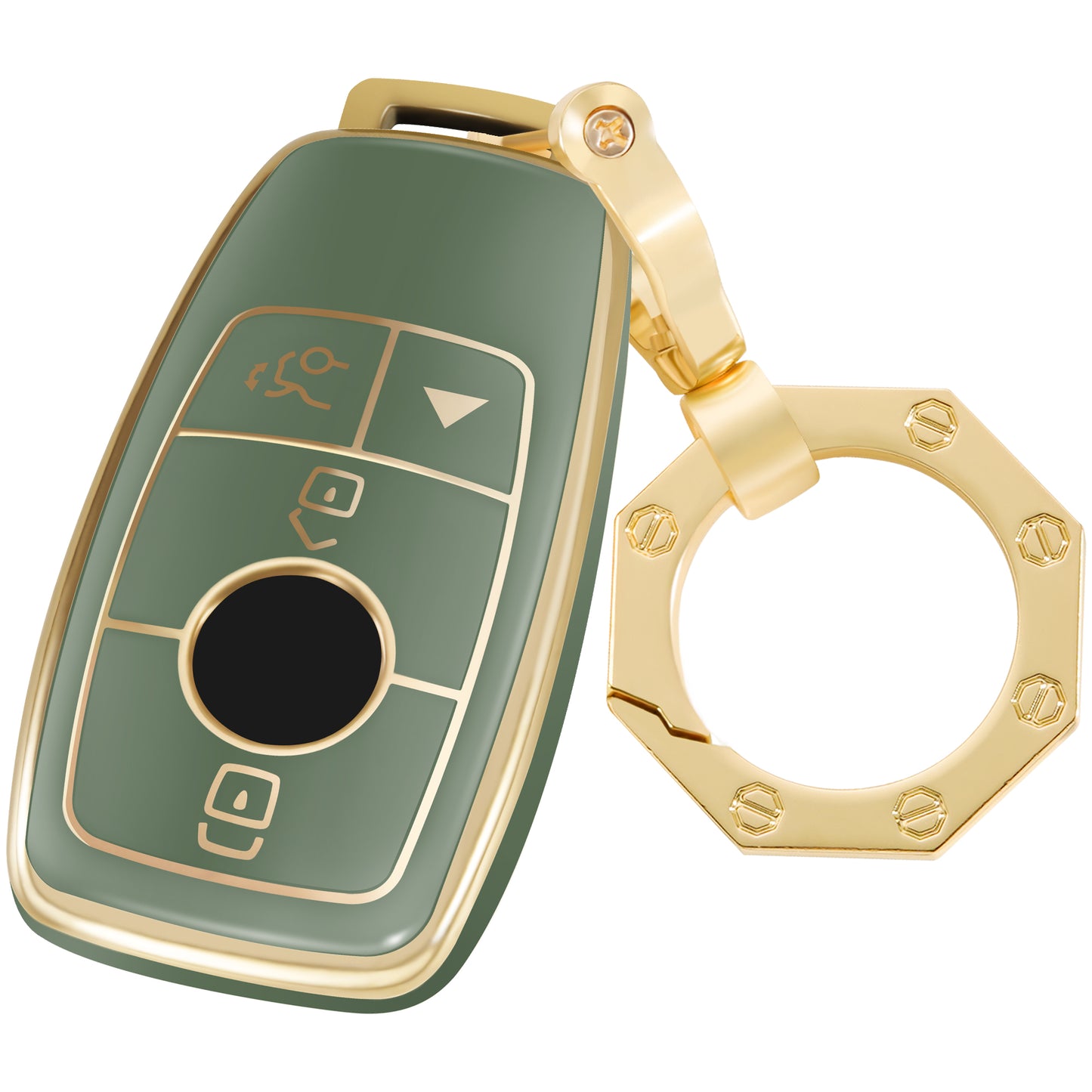 for Mercedes Benz Key Fob Cover Car Key Case Shell with Gold Keychain fit Mercedes Benz E S A C G Class