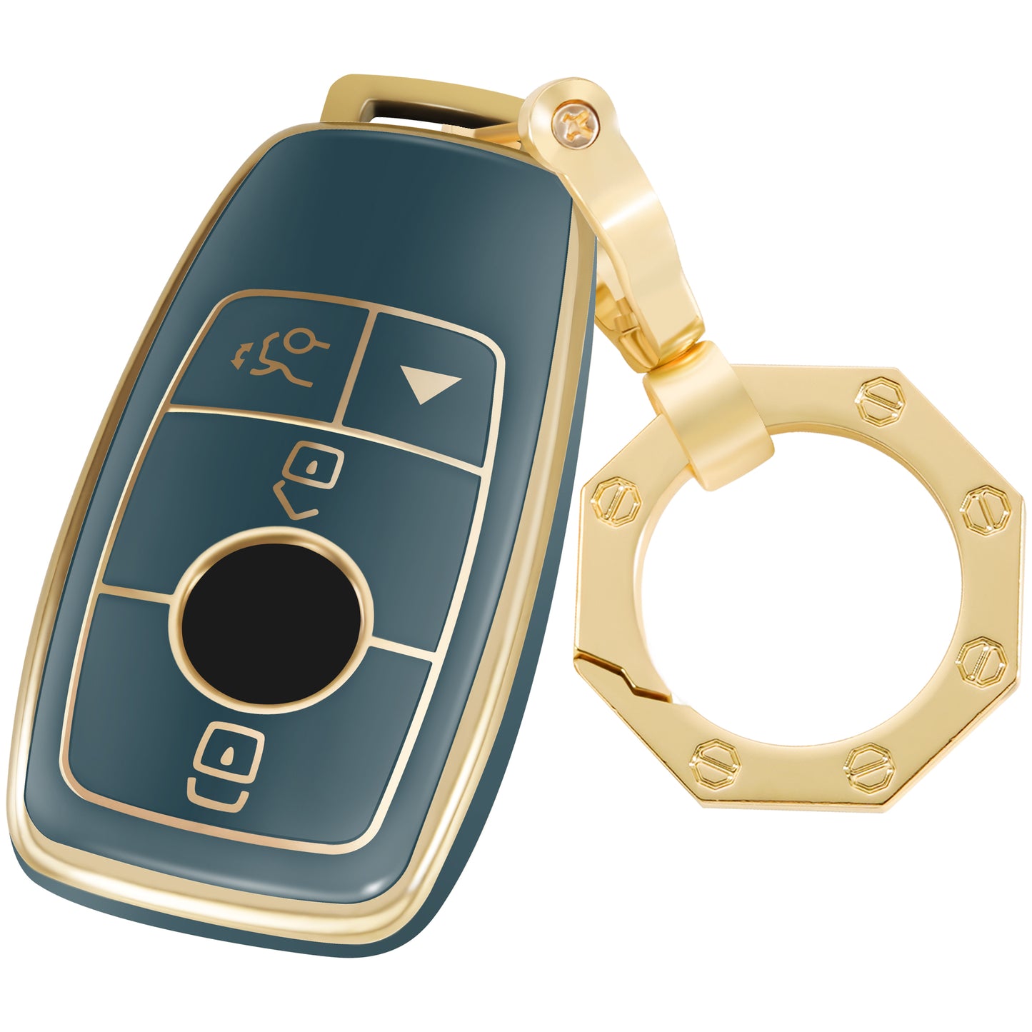 for Mercedes Benz Key Fob Cover Car Key Case Shell with Gold Keychain fit Mercedes Benz E S A C G Class