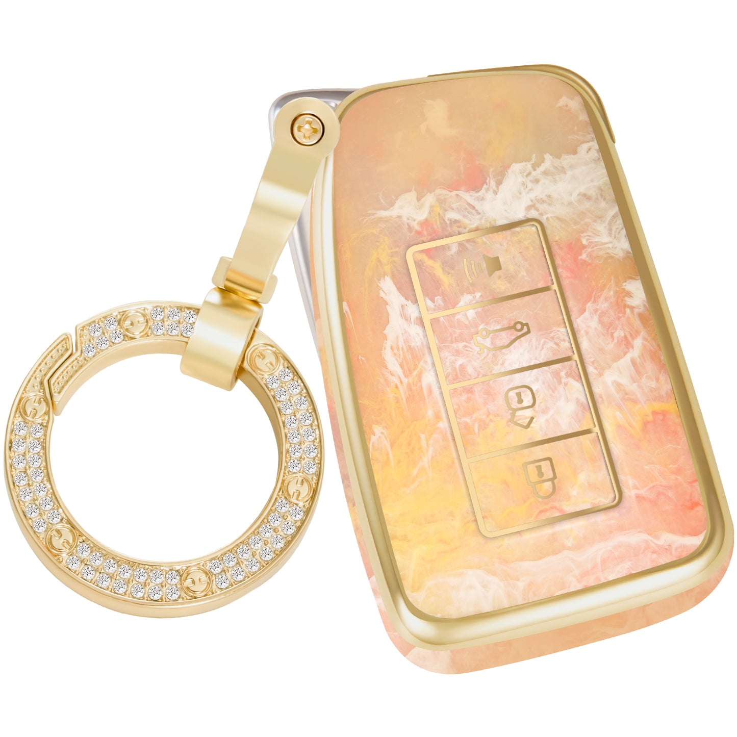 Key Fob Cover for Lexus ES LS UX LC GS NX RX GX RC, Fashion Key Shell with Diamond Gold Keychain