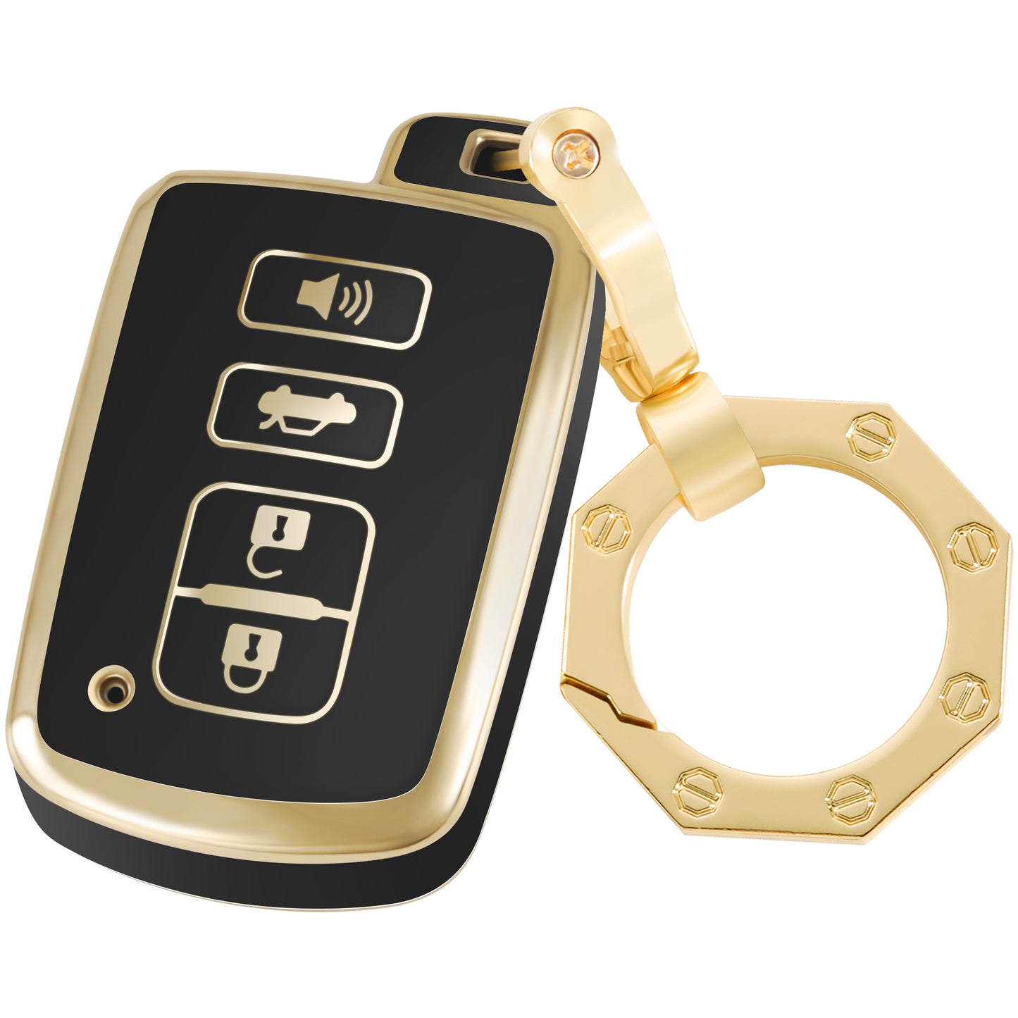 for Toyota Key Fob Cover Car Key Case Shell with Gold Keychain fit Sequoia Tundra Tacoma 4Runner Land Cruise Camry Avalon