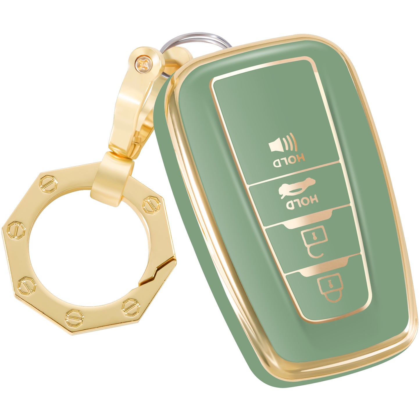 for Toyota Key Fob Cover Car Key Case Shell with Gold Keychain fit Highlander RAV 4 Camry C-HR Corolla Avalon Prius GT 86