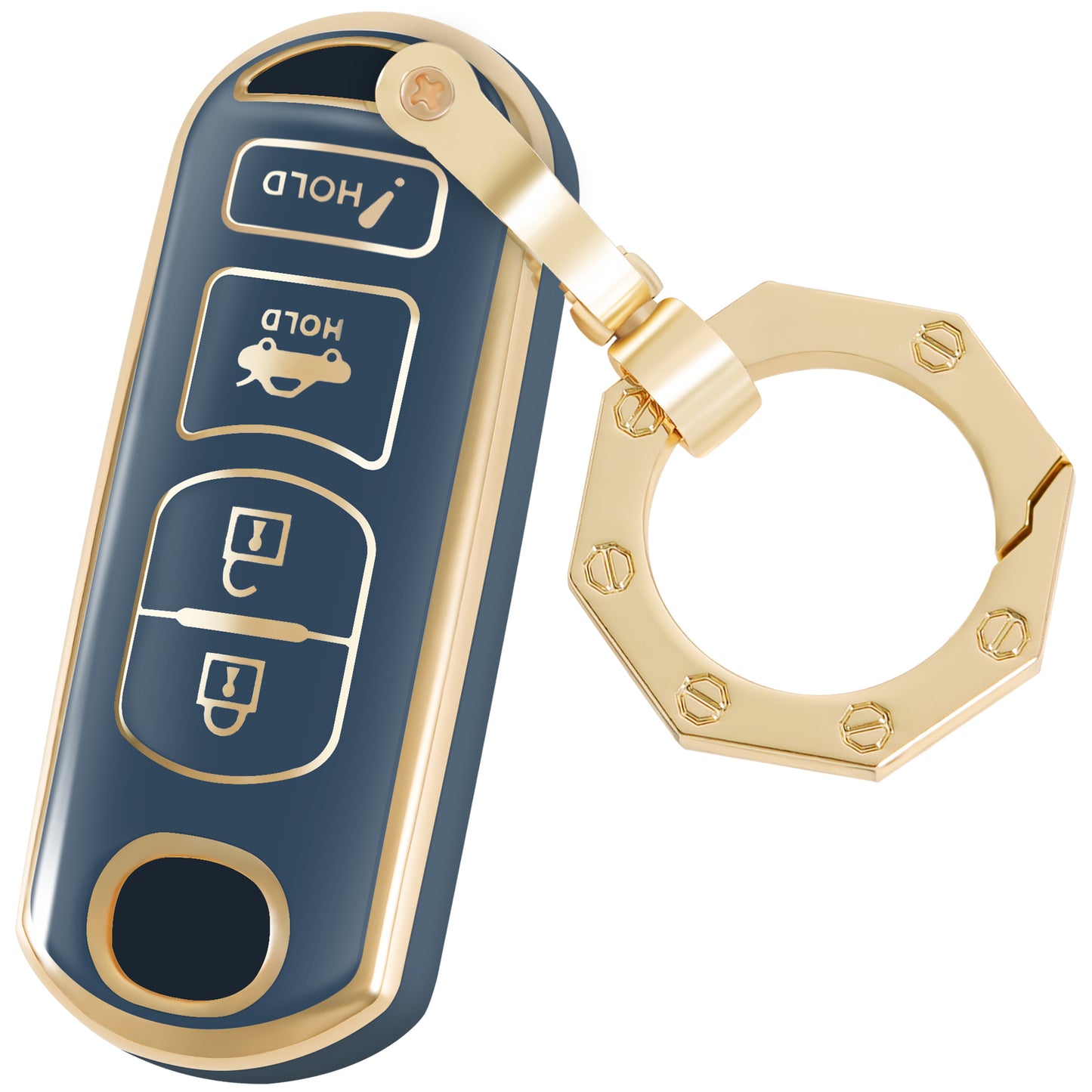 For Mazda Key Fob Cover Car Key Case Shell with Gold Keychain fit Mazda 3 6 8 Miata MX-5 CX-3 CX-5 CX-7 CX-9