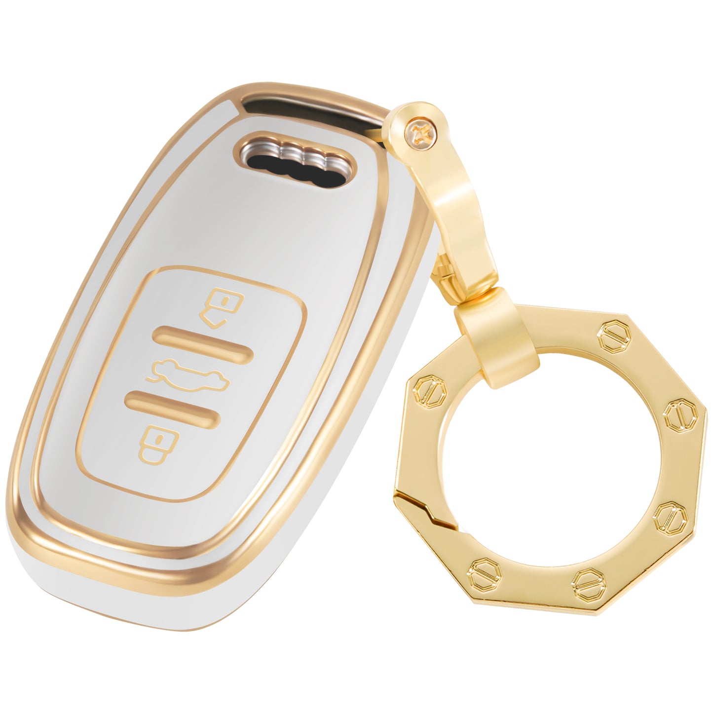 Key Fob Cover  For Audi A S RS Q Series with Gold Keychain